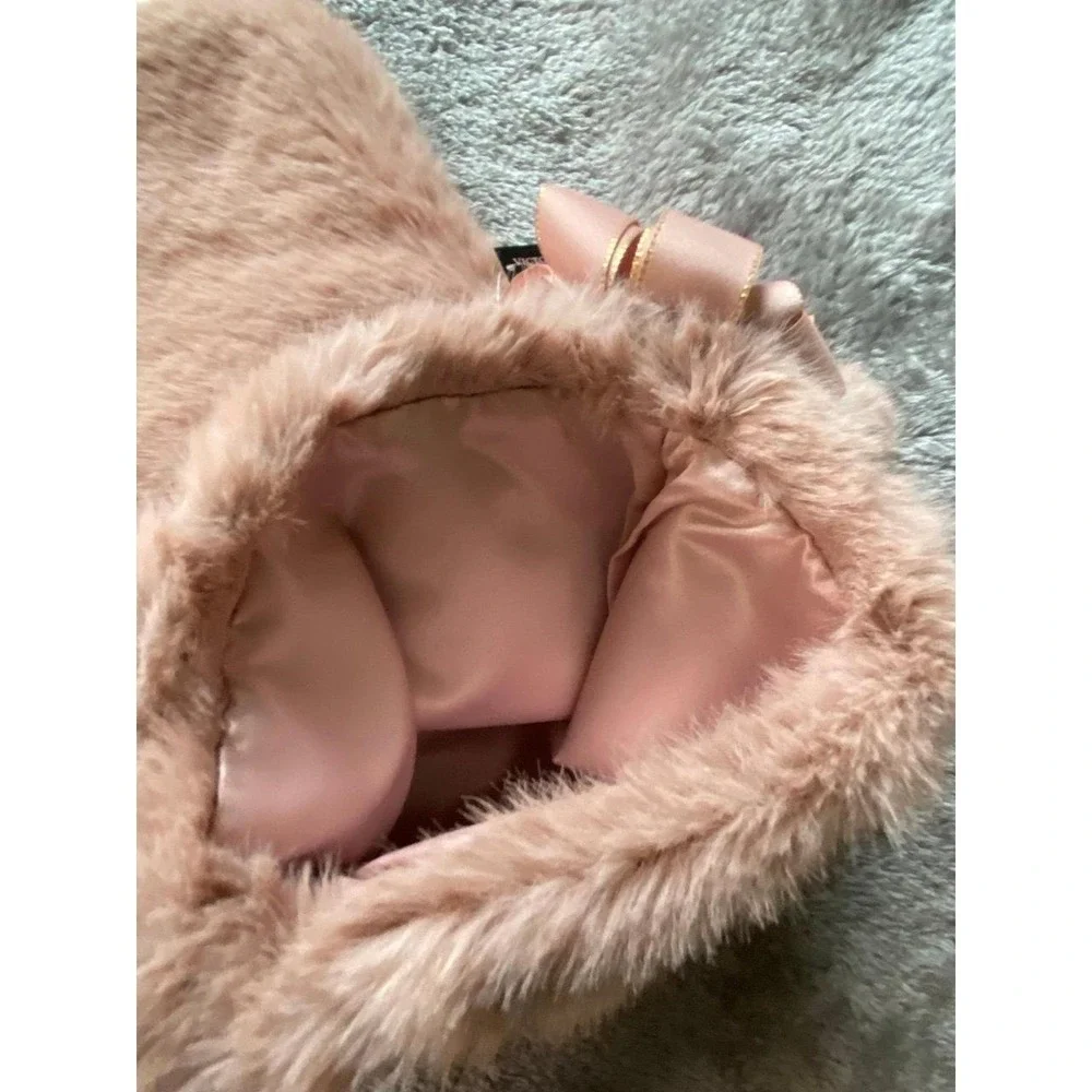 Victoria's Secret Embroidered Fluffy Bow Pompom Christmas Stocking New Tag s2